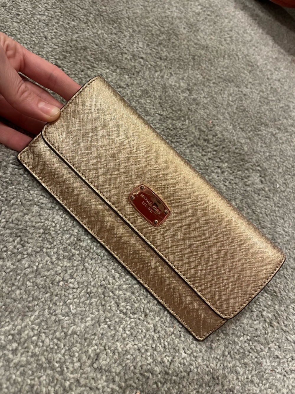 Michael Kors Metallic Gold Fold-Over Wallet Clutch